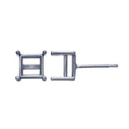 925 Sterling Silver blank earrings with 4-Prong square Setting, Earring Post, Jewelry making, Setting - 1 pair (2 piece)