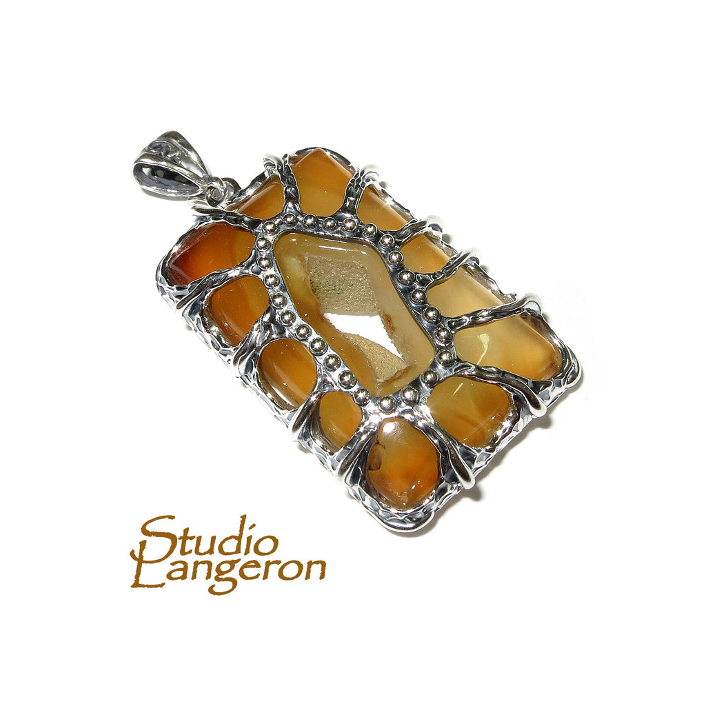 Druze agate brown pendant 925 sterling silver size 3.5x2.5 cm, Agate pendant, single copy, Druse Agate, Handmade pendant, Brown, Gemstone