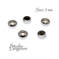 3 pcs 14K solid white gold Round Bezel Cups size 3 mm, Bezel cup, Jewelry making, Round bezel cups, 14K solid white gold, Setting, Mounting