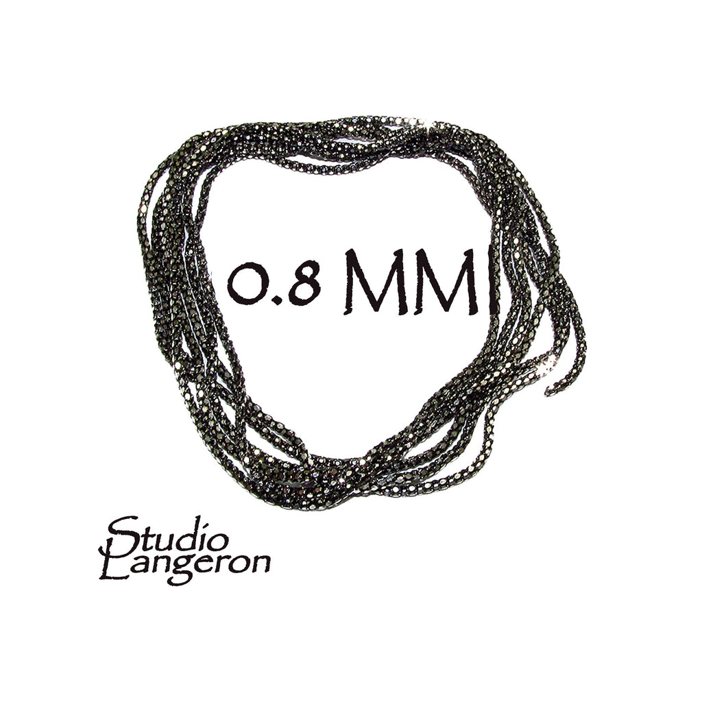 0.8 mm 925 Sterling Silver Black Rhodium Plated beading chain, beading chain, Jewelry making, Beading silver black chain - 1 Ft (30 cm)