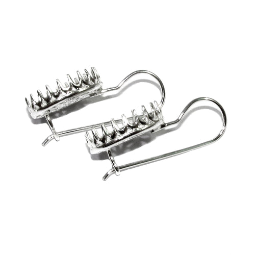 12x16 mm size 925 sterling silver blank earrings with bezel cup, Jewelry making, Setting, bezel cup, Base earrings - 1 pair (2 pieces)