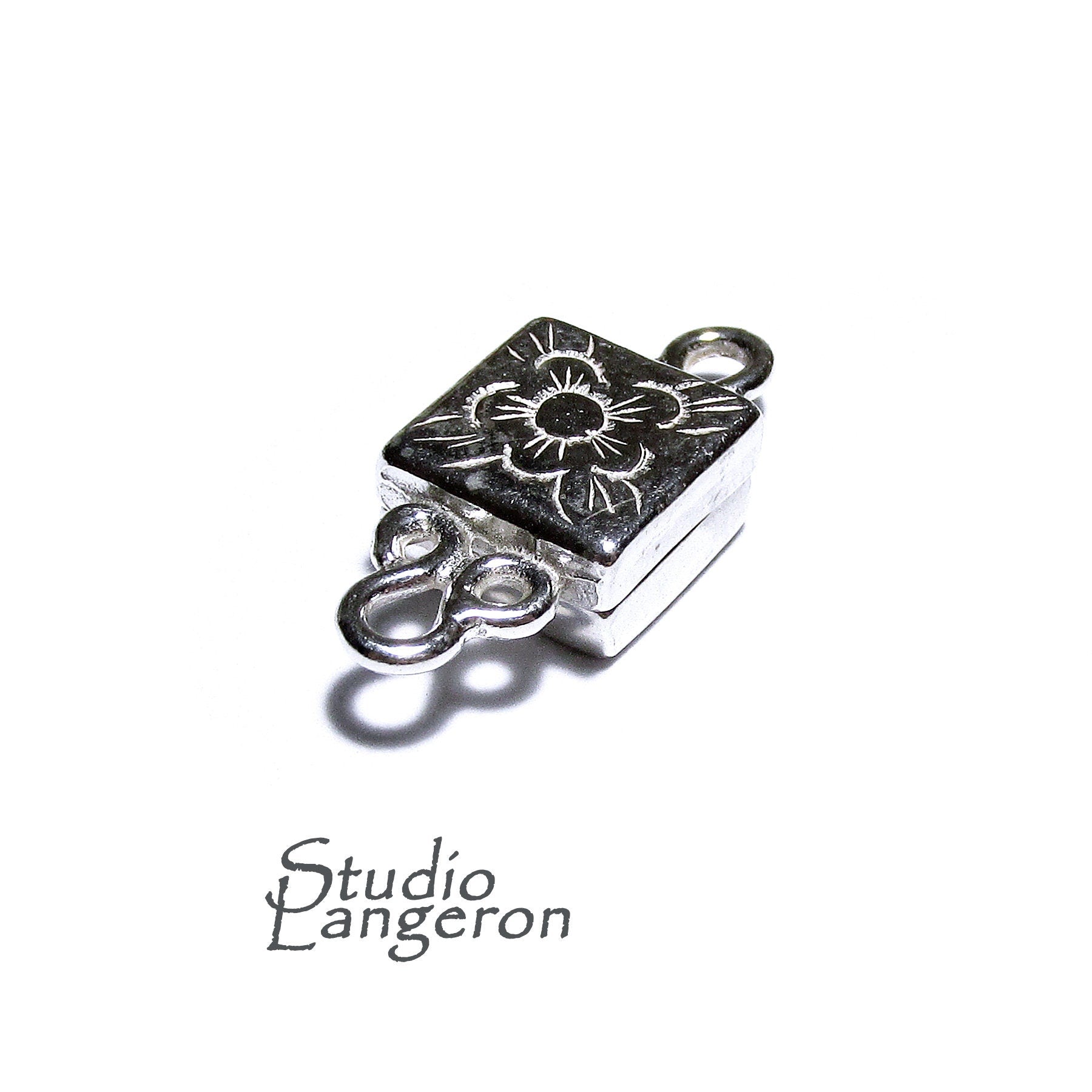 925 Sterling Silver Magnetic Square Button Clasps, Magnetic clasps, Clasps, Silver clasp, Jewelry making, 925 silver clasp - 1 piece