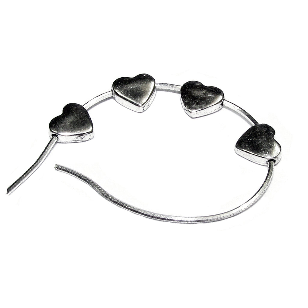 925 Sterling silver Heart flat beads size 5.7x2.2 mm, Flat beads, Beads for bracelets, 925 Silver beads, Jewelry making, Beads - 1 piece
