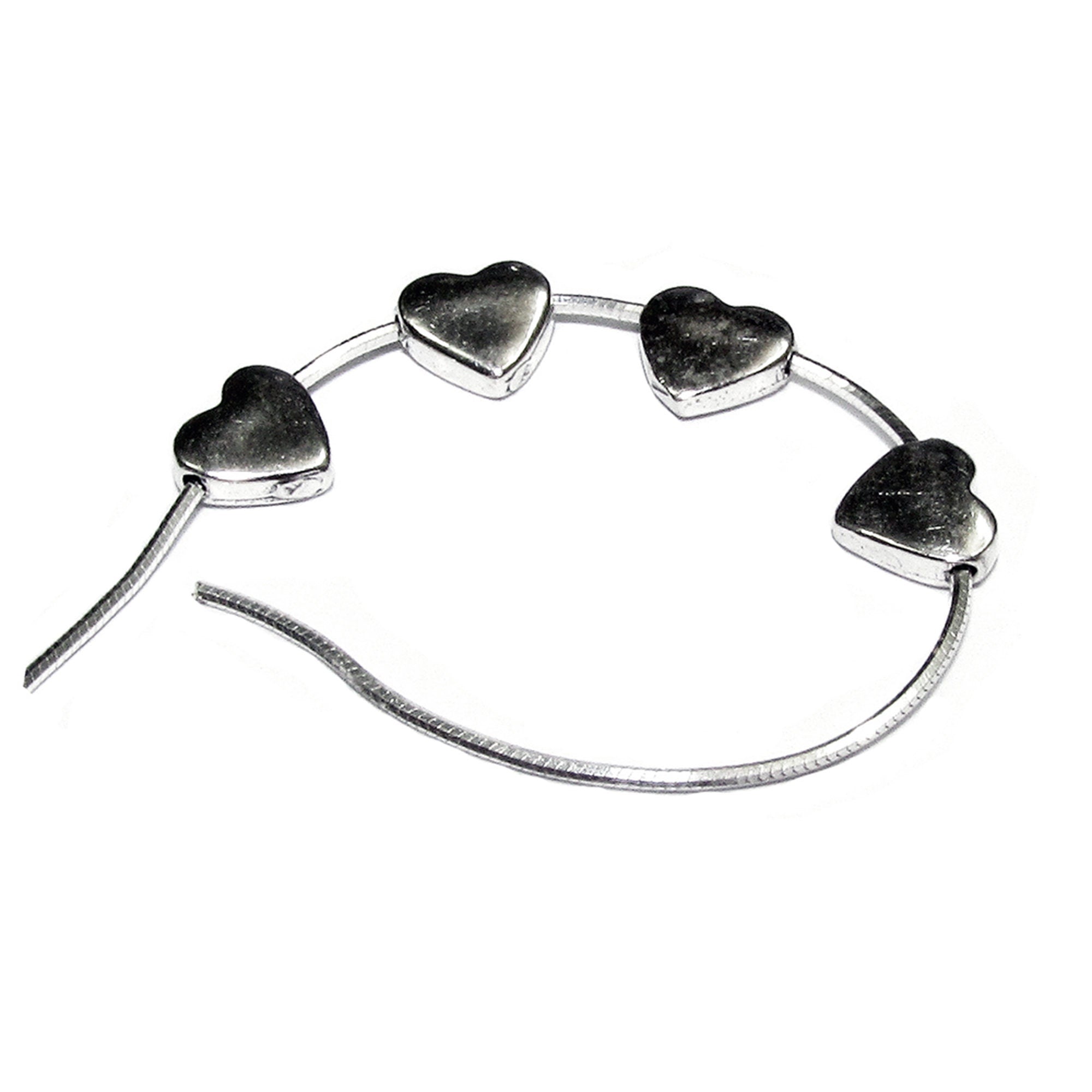 925 Sterling silver Heart flat beads size 5.7x2.2 mm, Flat beads, Beads for bracelets, 925 Silver beads, Jewelry making, Beads - 1 piece