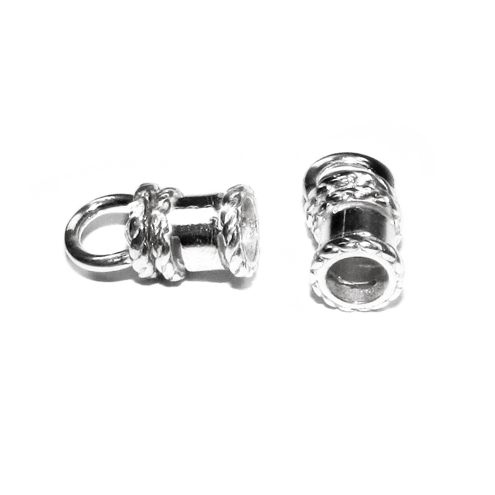 925 Sterling Silver Cord End Cap rotating size 4.0 mm, silver end cap, end caps, jewelry making, cord, cord end caps - 1 pair (2 pieces)
