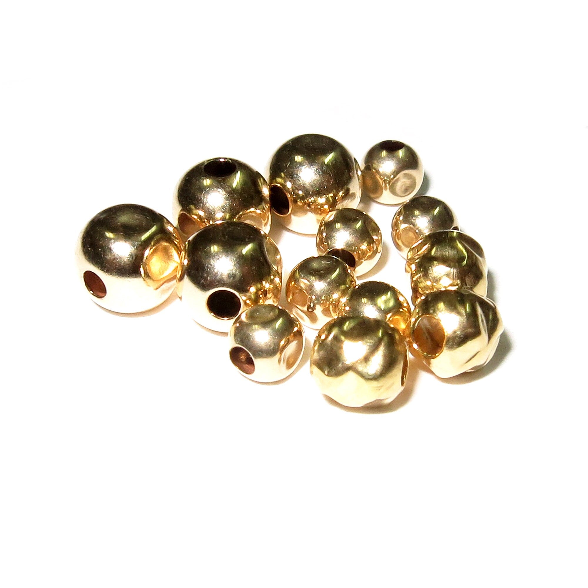 14K yellow gold filled hammered beads size 3.0-12.0 mm, Hammered gold filled beads, Jewelry making, gold filled beads - 1 piece