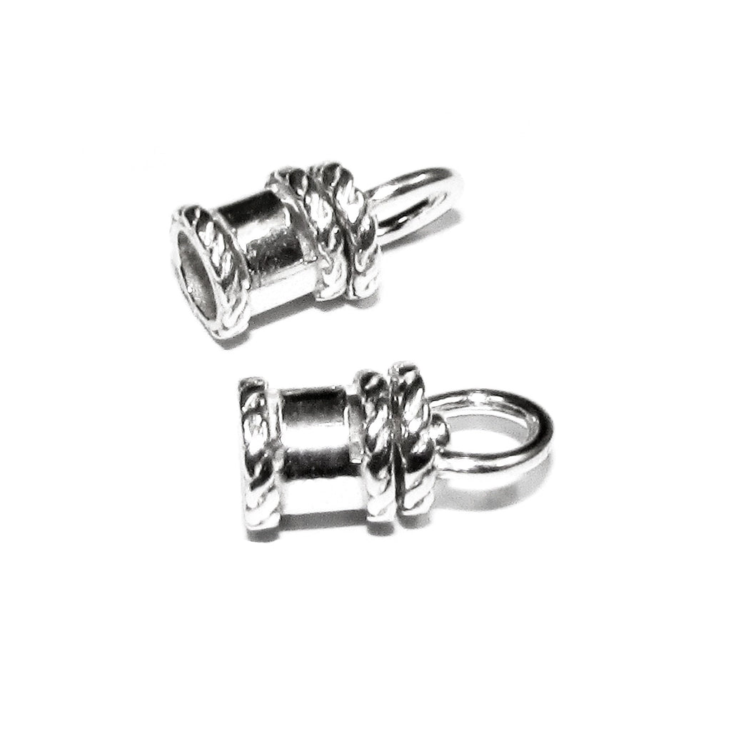 925 Sterling Silver Cord End Cap rotating size 4.0 mm, silver end cap, end caps, jewelry making, cord, cord end caps - 1 pair (2 pieces)