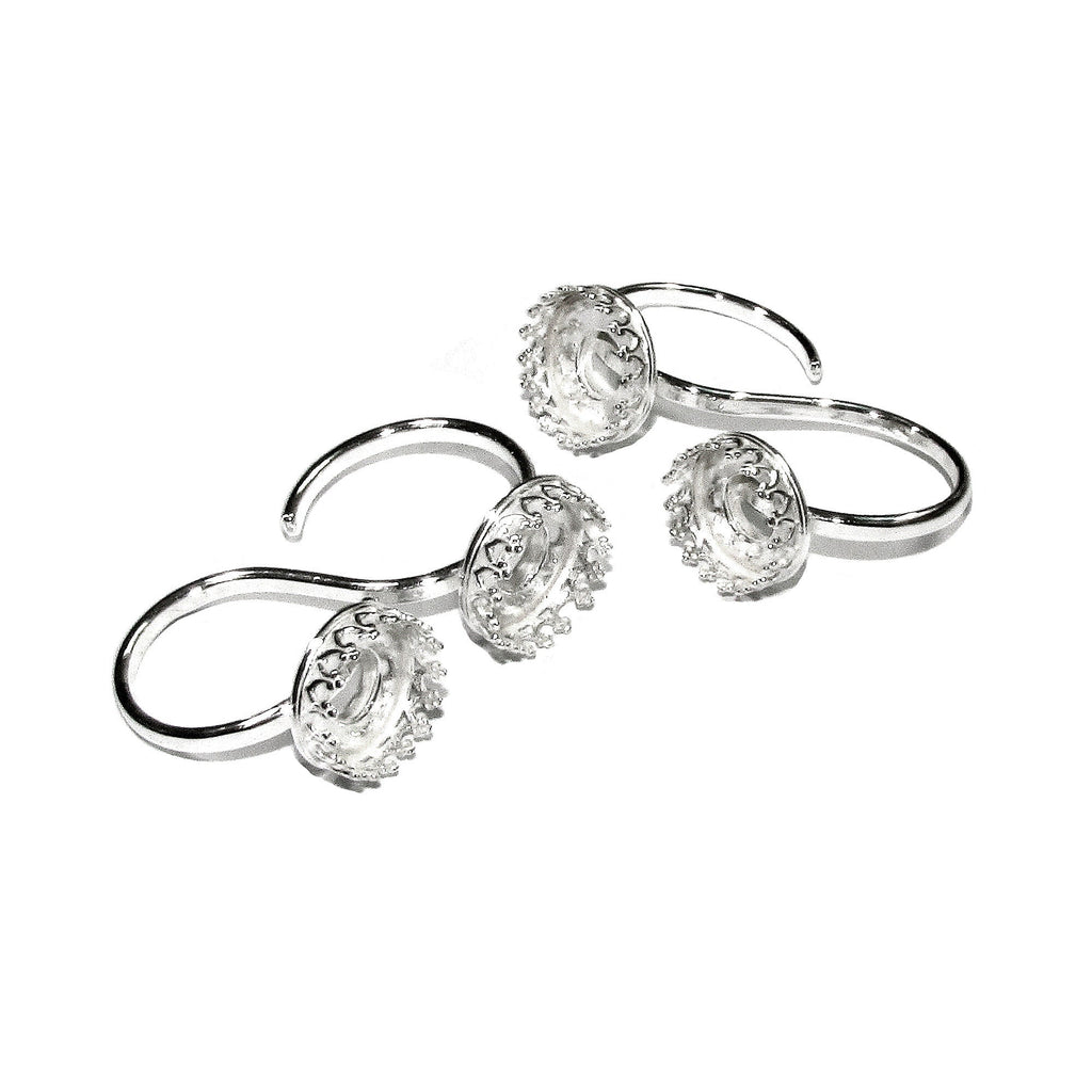 925 sterling silver open blank ring Two Fingers with bezel cups size 10, 12 mm, base ring, Jewelry making, Setting, bezel cup - 1 piece