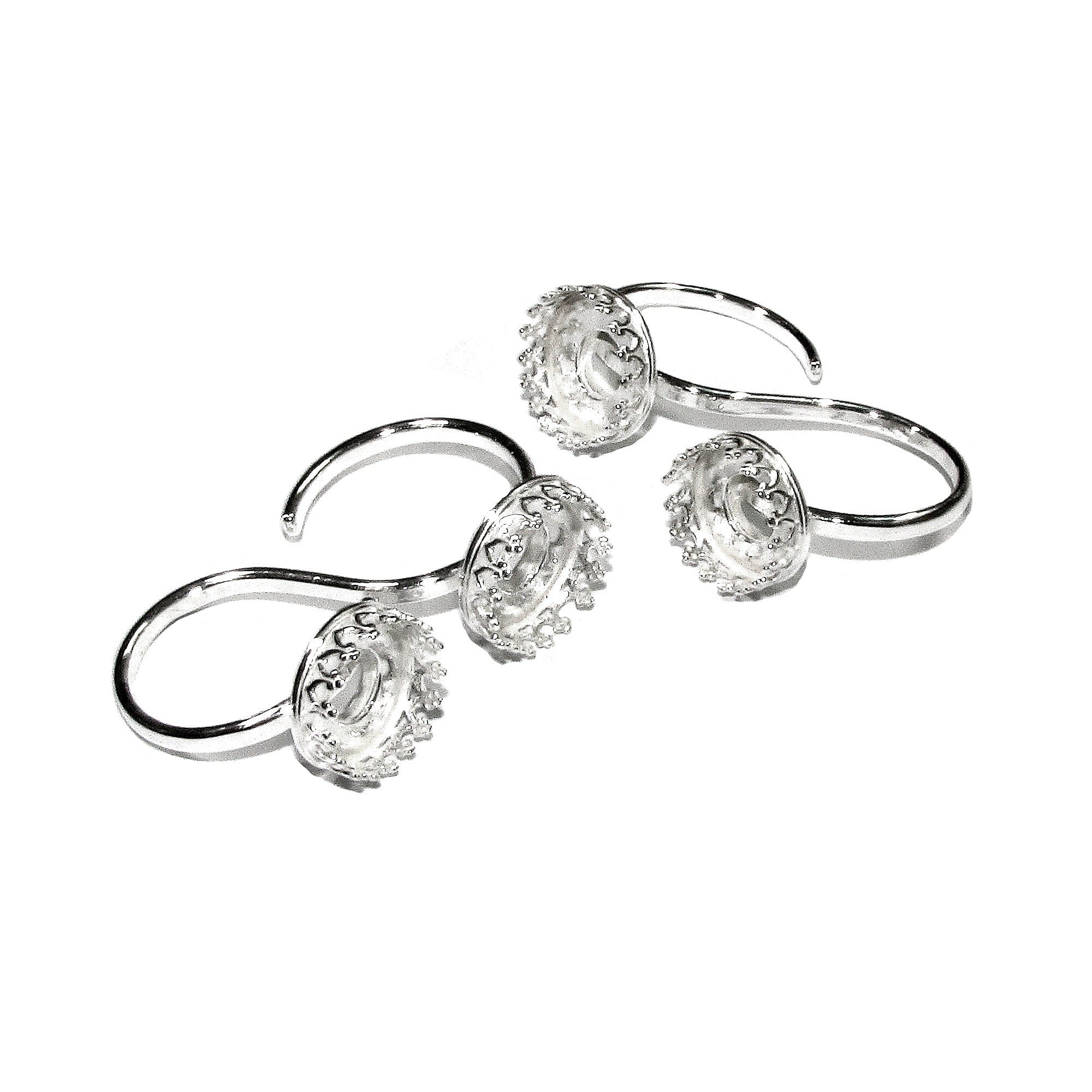 925 sterling silver open blank ring Two Fingers with bezel cups size 10, 12 mm, base ring, Jewelry making, Setting, bezel cup - 1 piece