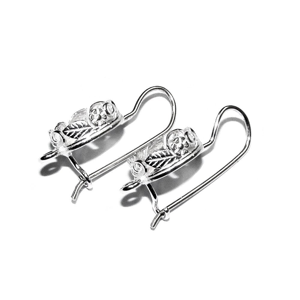 8x10 mm size 925 sterling silver blank earrings with bezel cup, Setting, bezel cup, base earrings, Jewelry making - 1 pair (2 pieces)