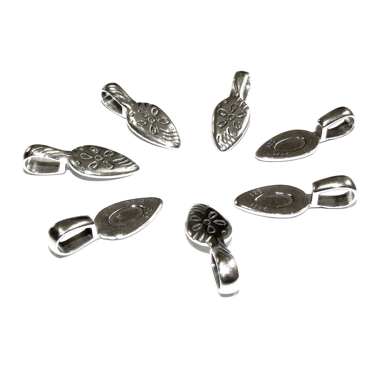 925 Sterling silver large Glue-on Flat Pad Pendant Bails, sterling silver Bail, Bail silver, Jewelry making, Glue-on bail, Bail - 1 piece