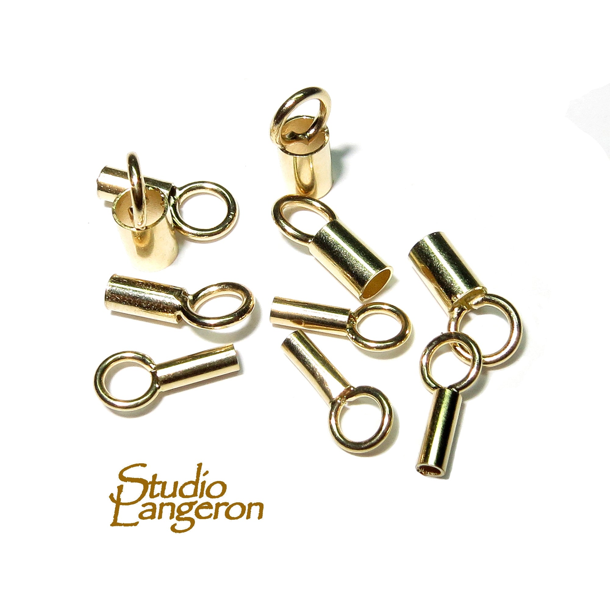 14K solid gold Tube End Caps size 1.0, 1.6, 2.1, 2.6, 3.2, 3.6, 4.5 mm, 14K Gold end caps, Jewelry making, Solid gold - 1 pair (2 piece)