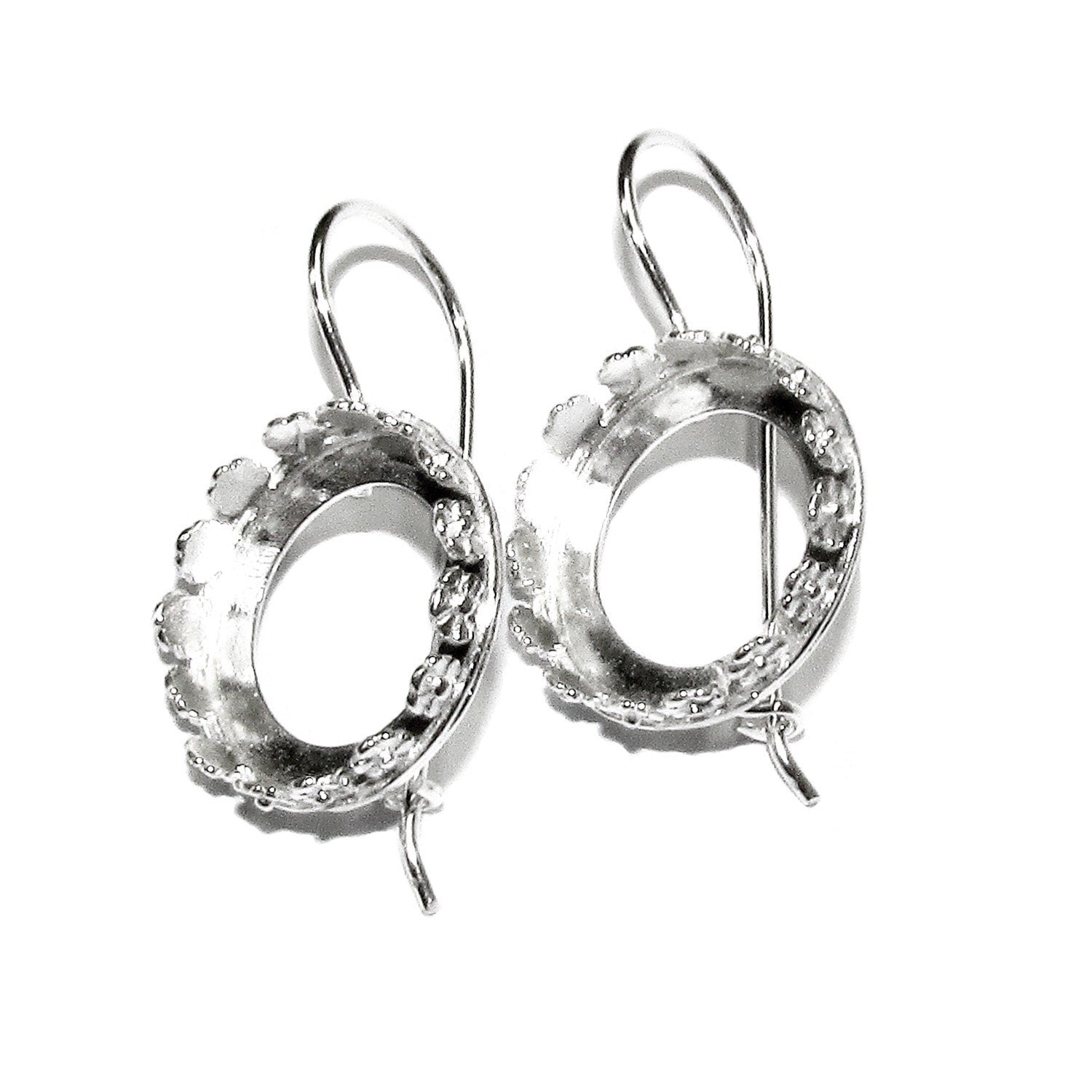 18 mm 925 sterling silver blank earrings with bezel cup, Jewelry making, Setting, bezel cup, base earrings, 925 silver - 1 pair (2 pieces)