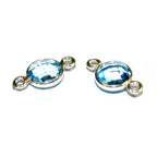 925 Sterling Silver Checkerboard Blue Tourmaline Round Link Connector size 12x7 mm, silver link, Jewelry making, link connector - 1 piece