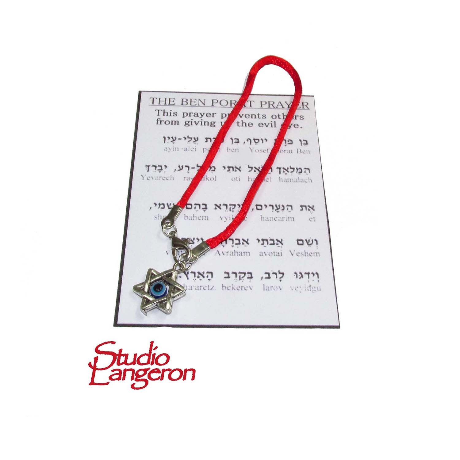 Red string bracelet, Red bracelet with prayer, Jerusalem, Judaism, Red string from Israel, Ben Porat prayer, Jerusalem, Israel, Evil eye