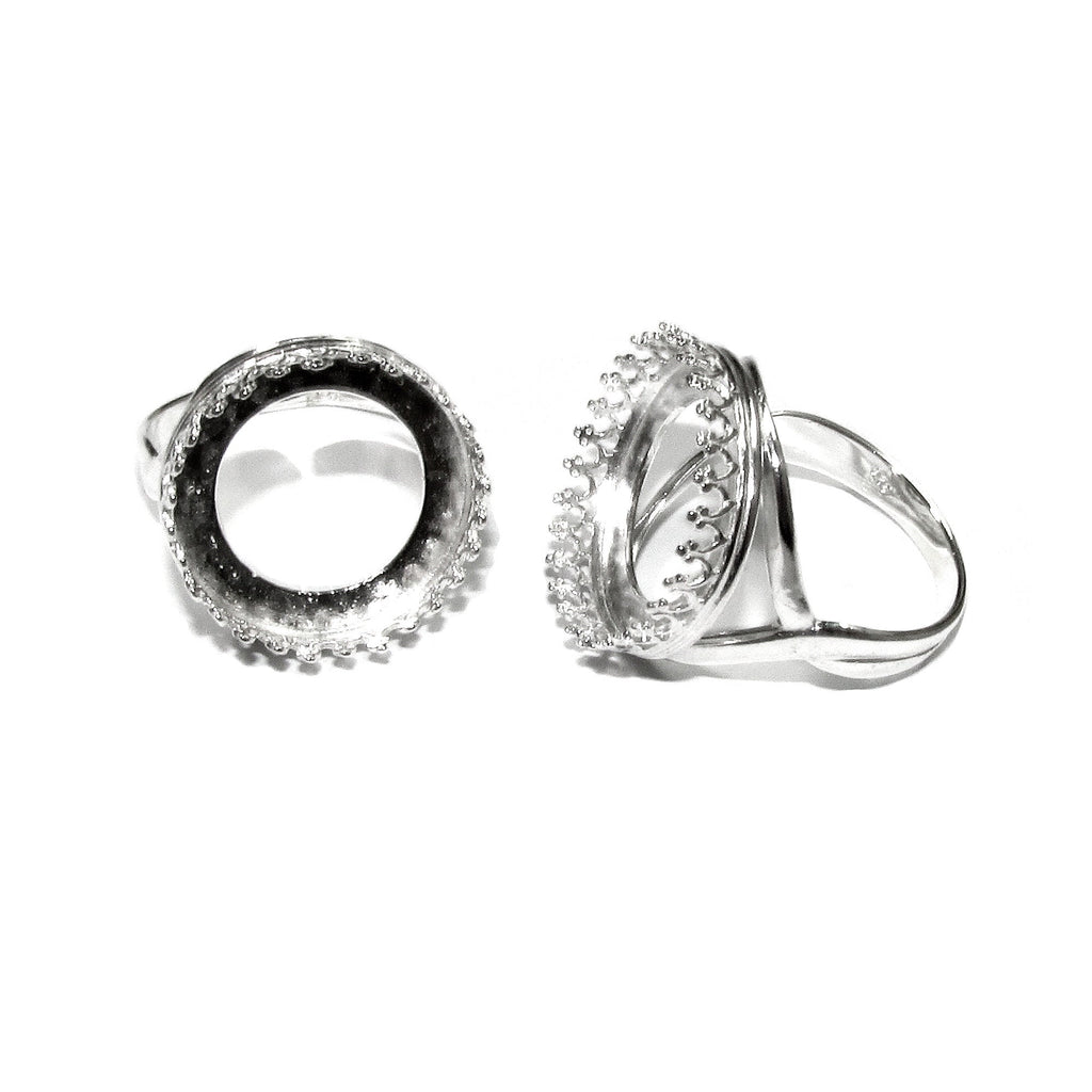 18 mm 925 sterling silver blank ring with bezel cup size 5, 6, 7, 8, silver ring, bezel cup, base ring, Jewelry making, Setting - 1 piece