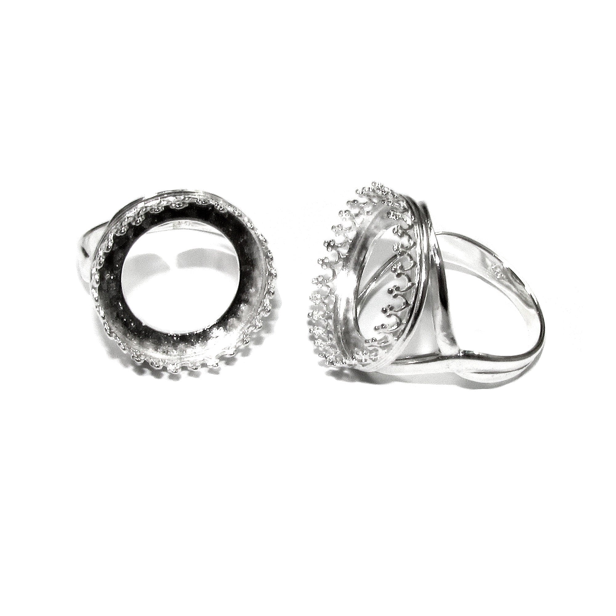 18 mm 925 sterling silver blank ring with bezel cup size 5, 6, 7, 8, silver ring, bezel cup, base ring, Jewelry making, Setting - 1 piece