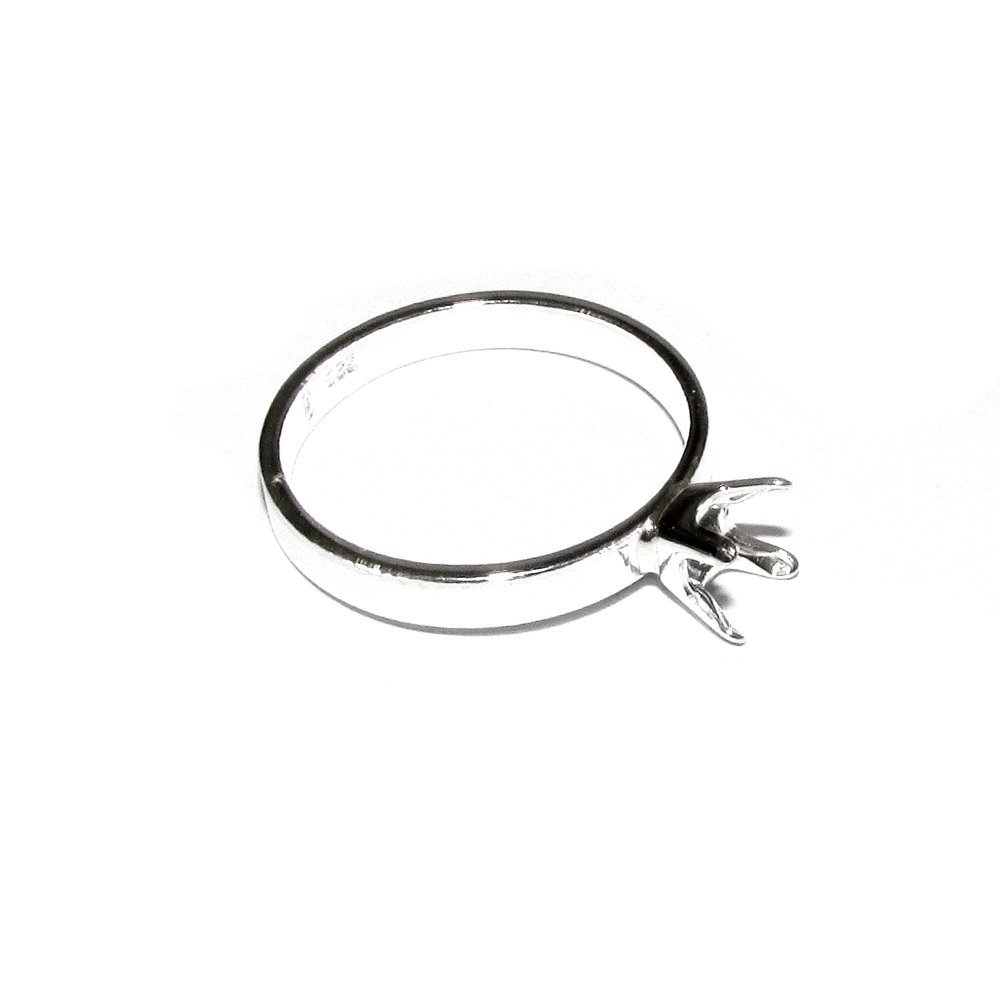 925 sterling silver blank ring with cushion 4-Prong Settings 5x5 mm size 4 - 11, Jewelry making, base ring, Setting, Prong setting - 1 piece