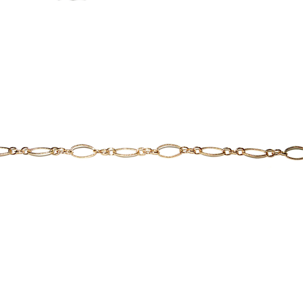 14/20 Yellow Gold Filled 4.0 mm Patterned Oval Long & Short Chains, Gold filled chain, Jewelry making, Oval Patterned Chain - 1 Ft (30 cm)