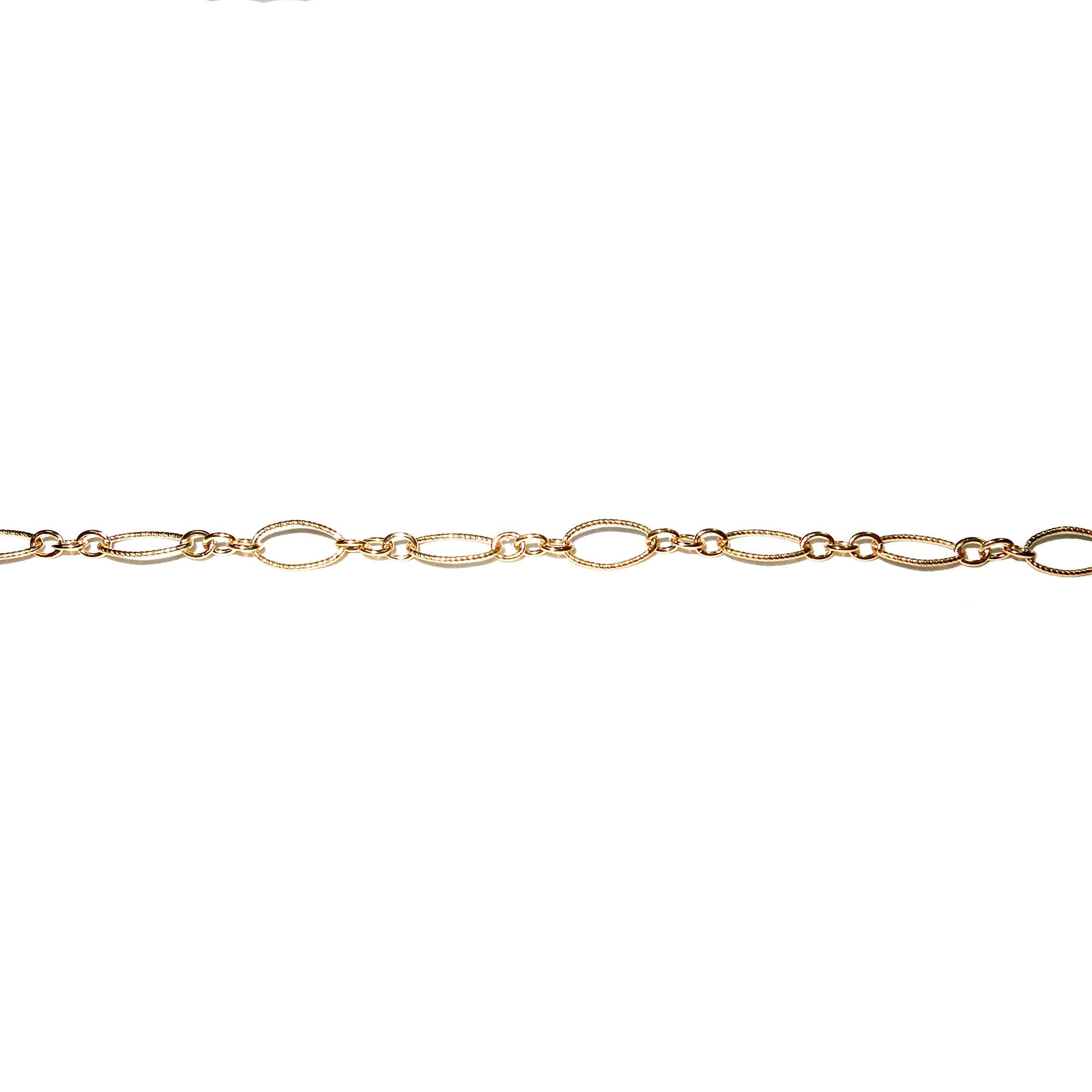 14/20 Yellow Gold Filled 4.0 mm Patterned Oval Long & Short Chains, Gold filled chain, Jewelry making, Oval Patterned Chain - 1 Ft (30 cm)