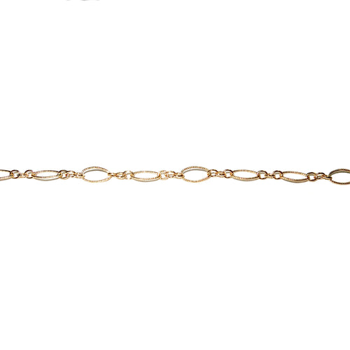 14/20 Yellow Gold Filled 4.0 mm Patterned Oval Long & Short Chains, Gold filled chain, Jewelry making, Oval Patterned Chain - 1 Ft (30 cm)