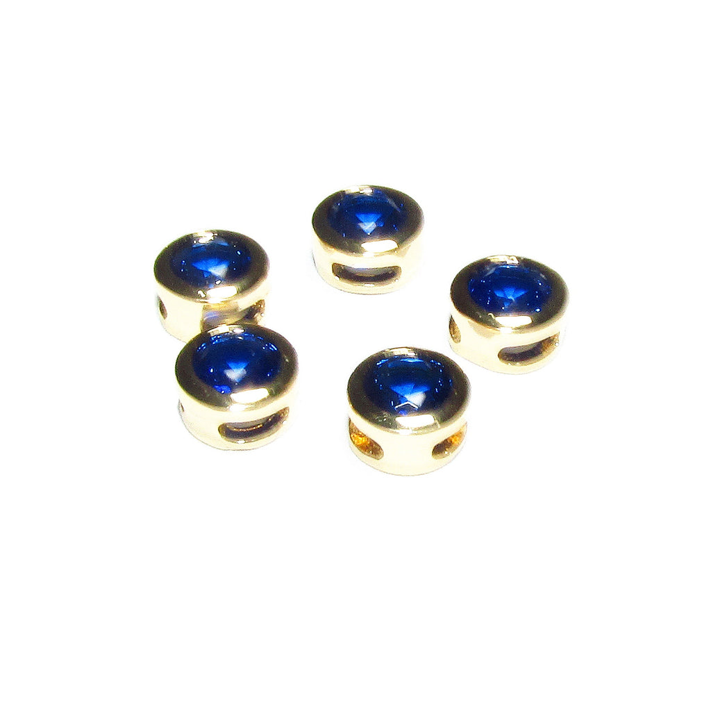 14K yellow gold filled decorative round beads with blue topaz size 5.4x3.2 mm, Jewelry making, Gold filled beads, Blue topaz - 1 piece