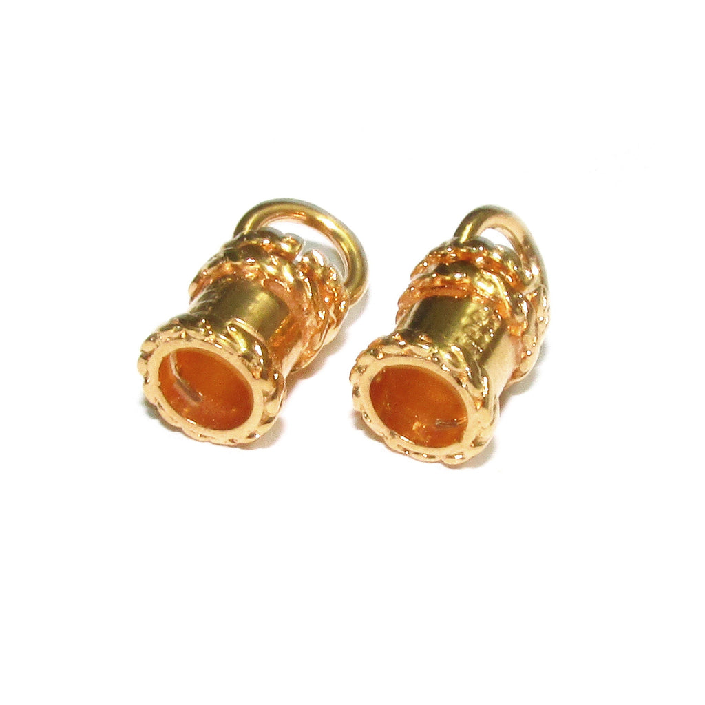 14K Yellow Gold filled Cord End Cap rotating size 4.0 mm, gold filled cap, end caps, jewelry making, cord, cord end caps - 1 pair (2 pieces)
