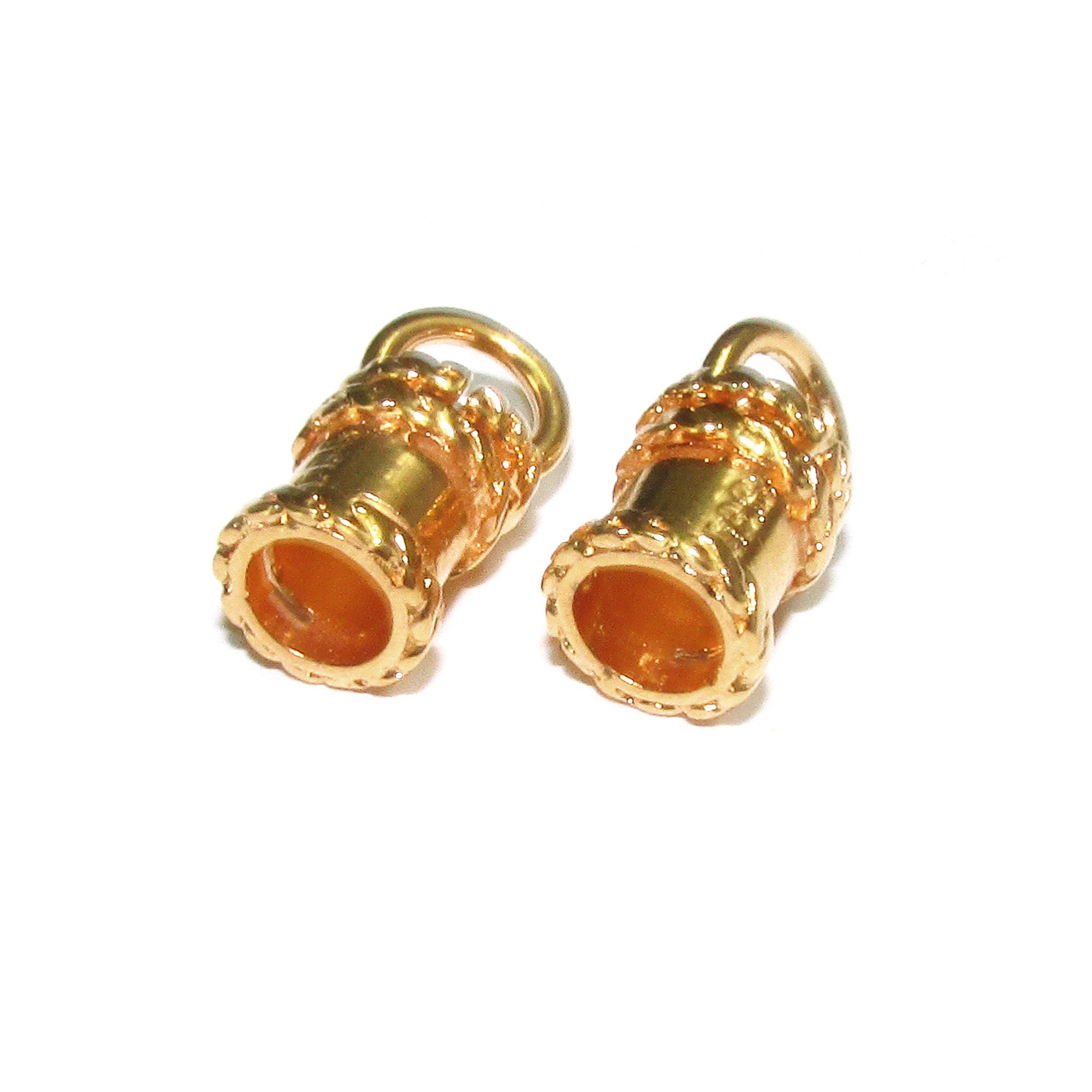 14K Yellow Gold filled Cord End Cap rotating size 4.0 mm, gold filled cap, end caps, jewelry making, cord, cord end caps - 1 pair (2 pieces)