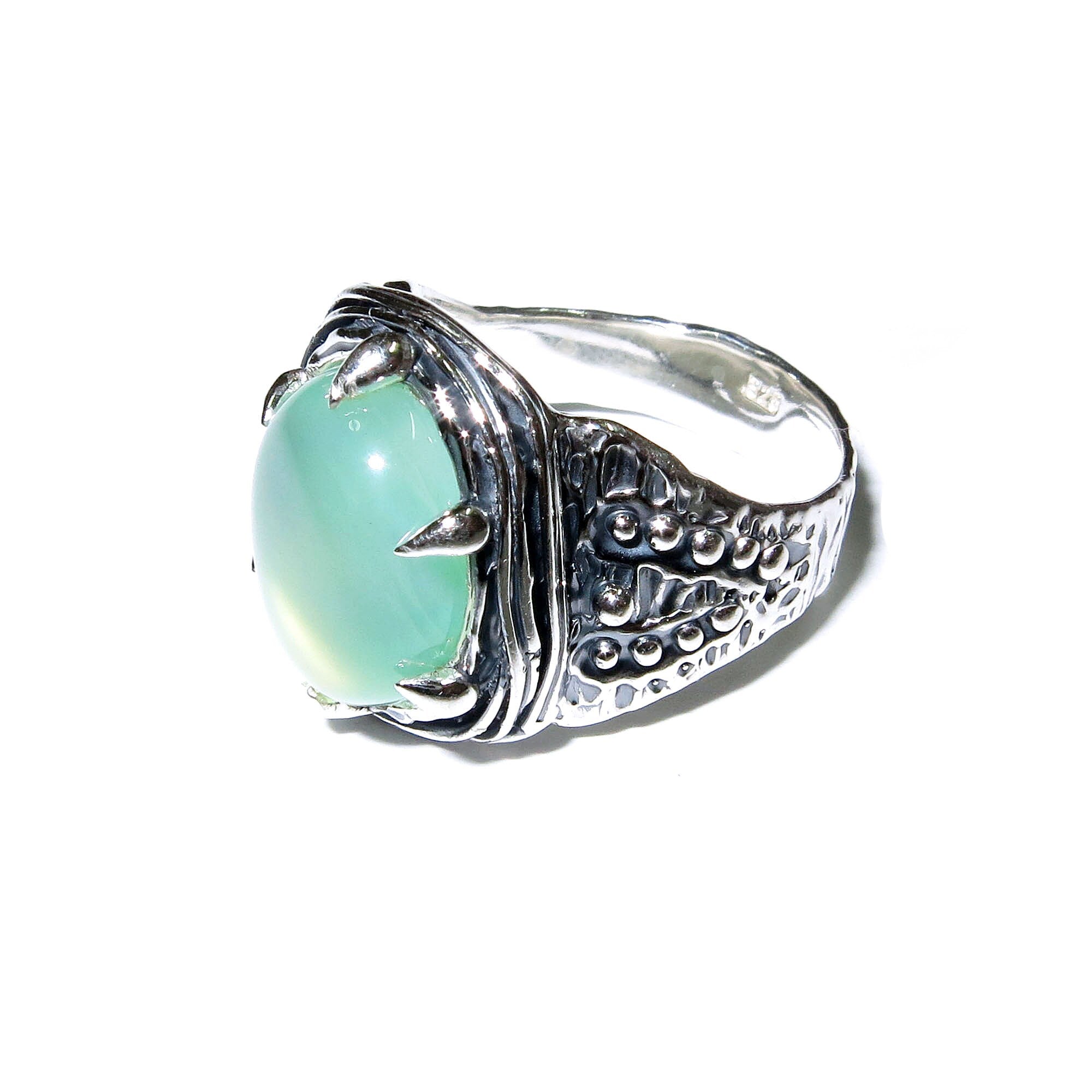 Statement Chalcedony ring 925 sterling silver size 6 1/2, Handmade ring, single copy, 925 sterling silver, Natural Chalcedony, gemstone