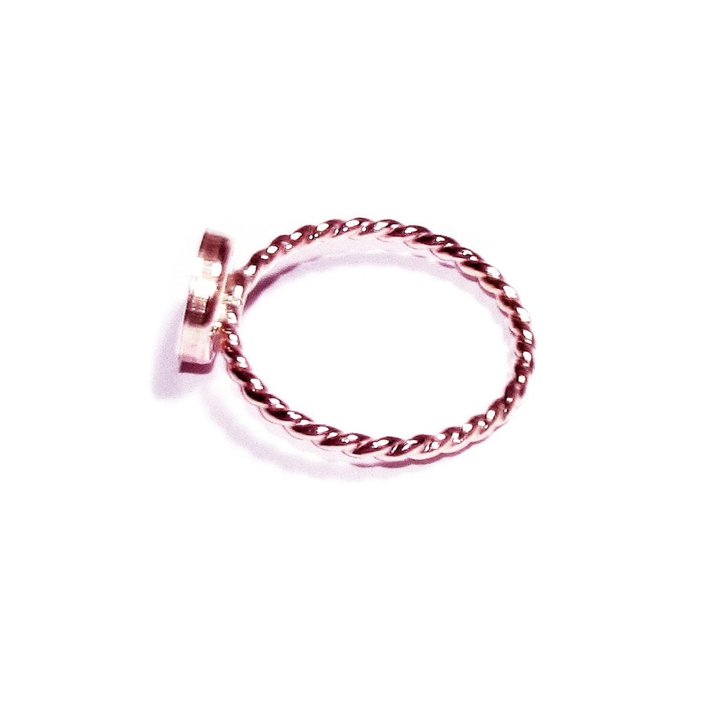 14K Rose gold filled twisted blank ring with bezel cup 8mm size 4, 5, 6, 7, 8, 9, 10, 11, Jewelry making, Mounting ring, bezel cup - 1 piece
