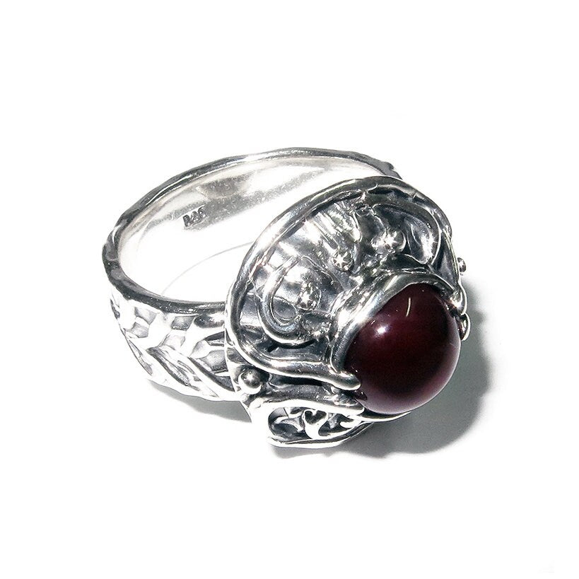 Statement Opal ring 925 sterling silver size 7, Handmade ring, single copy, 925 sterling silver, Natural red opal, silver ring, gemstone