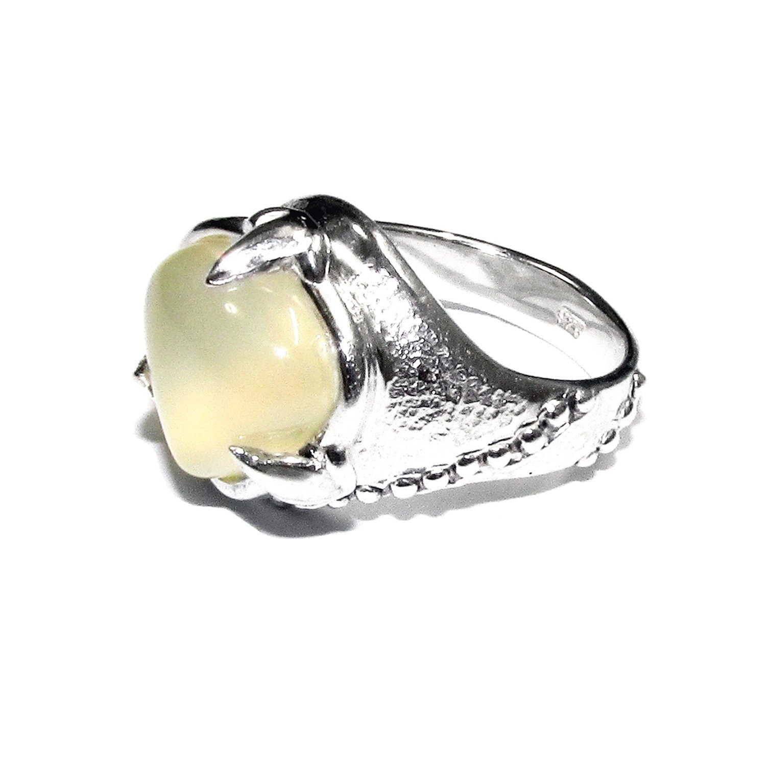 Statement Natural white opal ring 925 sterling silver size 6 1/2, Handmade ring, single copy, White opal, silver ring, gemstone