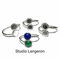 925 sterling silver open blank ring with a two bezel cups for cabochon 6 mm, silver ring, base ring, silver ring, jewelry making - 1 piece