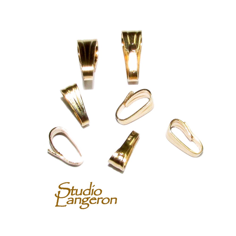 14K Solid gold Snap-On Small 5.2x2.0 mm pendant Bail, Solid gold snap-on Bail, Bail gold 14K, Bail findings, Gold Pendant bail - 1 piece