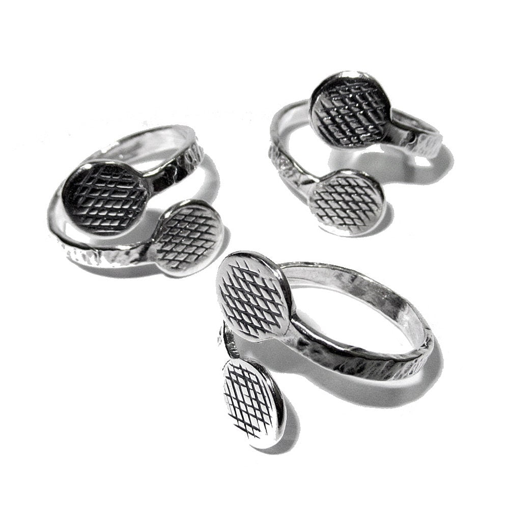 925 sterling silver open blank ring with two platform for gluing cabochons, silver ring, base ring, Jewelry making, open ring - 1 piece