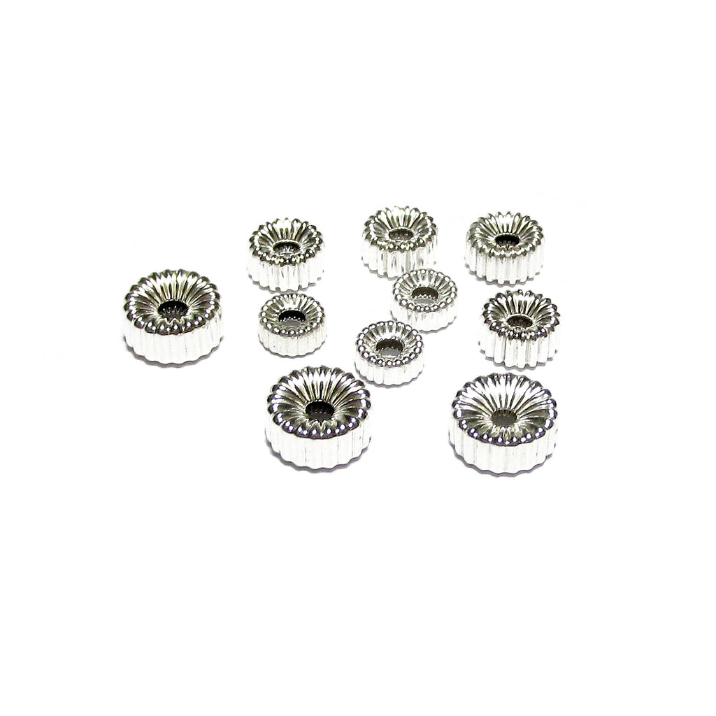 925 Sterling Silver Corrugate Roundel beads size 3, 4, 5, 6, 7 mm, Jewelry making, Corrugate Roundel Beads, Silver beads - 1 piece