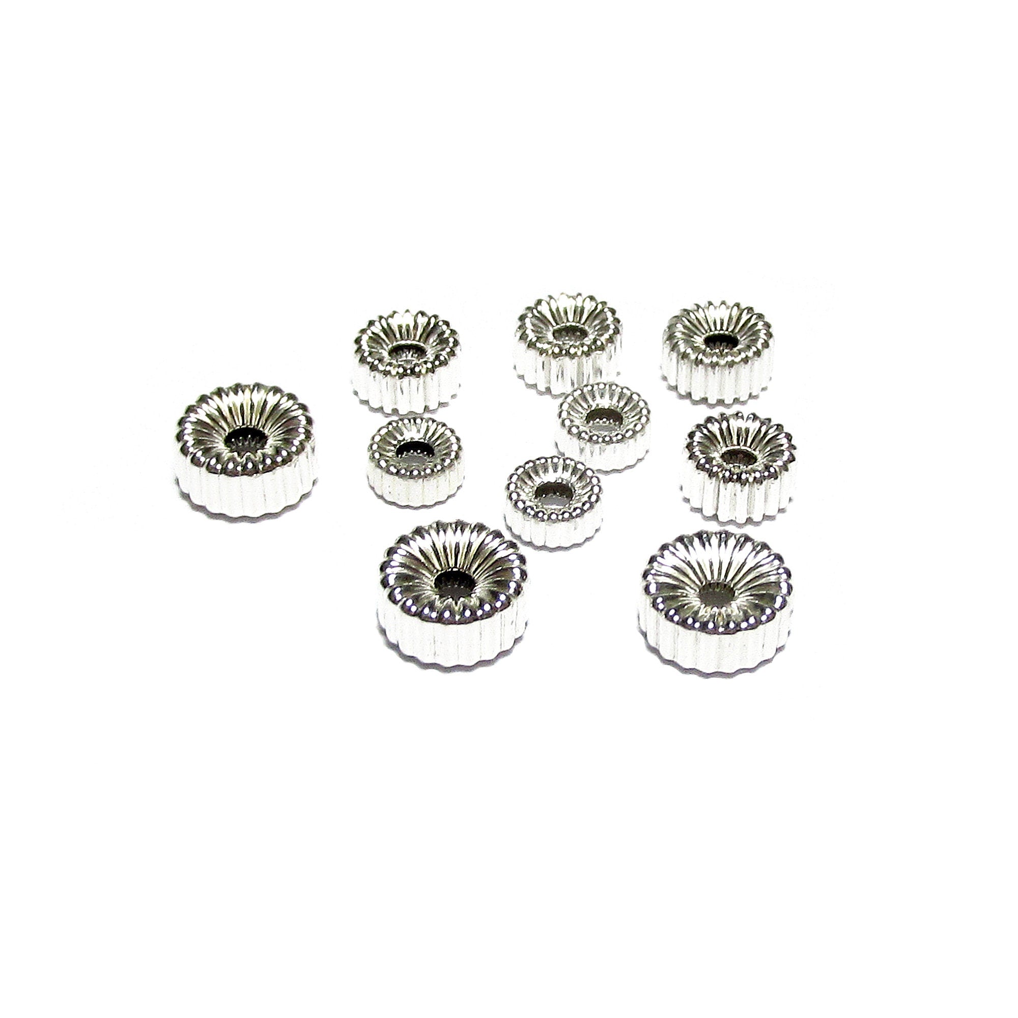 925 Sterling Silver Corrugate Roundel beads size 3, 4, 5, 6, 7 mm, Jewelry making, Corrugate Roundel Beads, Silver beads - 1 piece