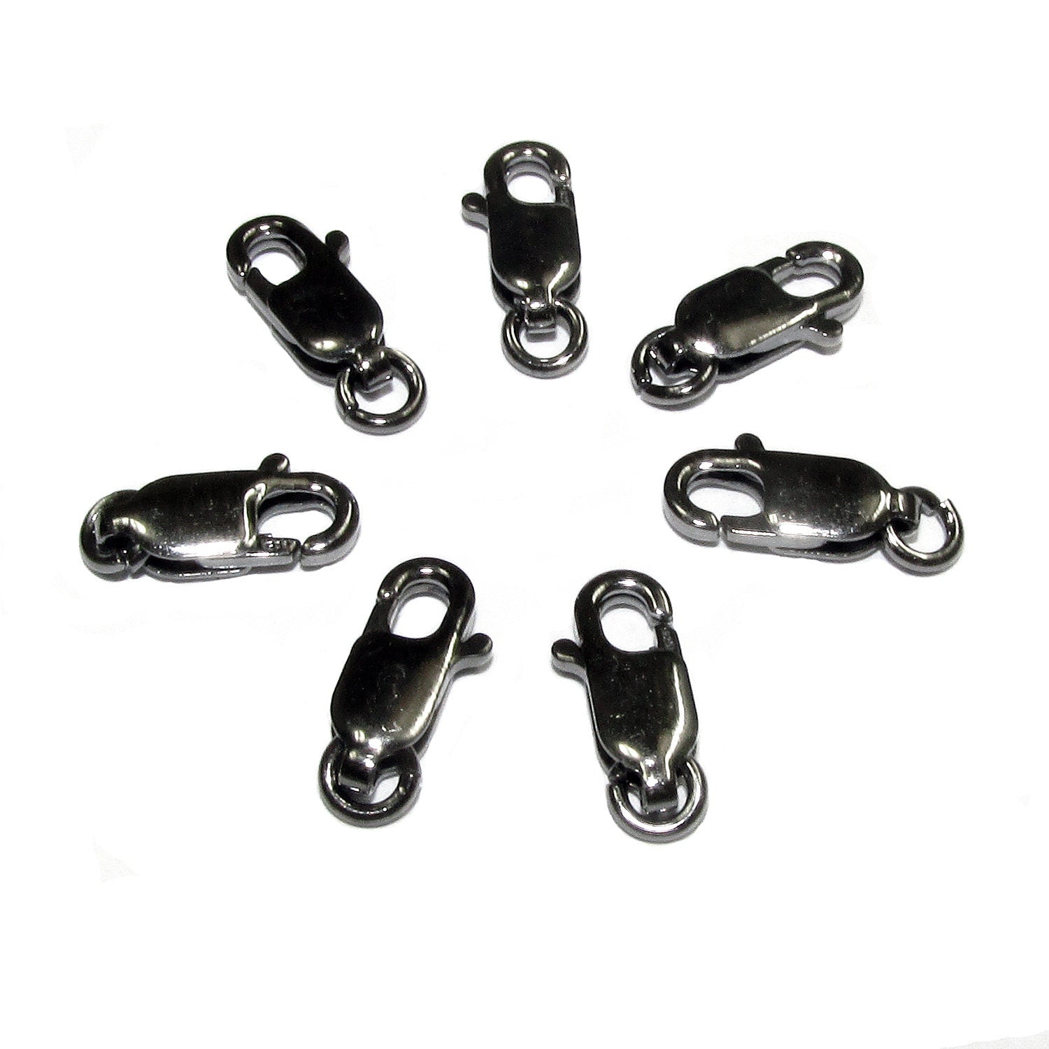 925 Sterling Silver Black Rhodium Plated Oval Lobster Clasp sizes 10 mm, Jewelry making, Lobster clasp, Black Rhodium, Silver 925 - 1 piece
