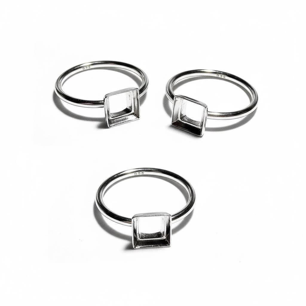 925 sterling silver blank ring with bezel cup 6x6mm size 4, 5, 6, 7, 8, 9, 10, 11, silver ring, bezel cup, setting, base ring - 1 piece