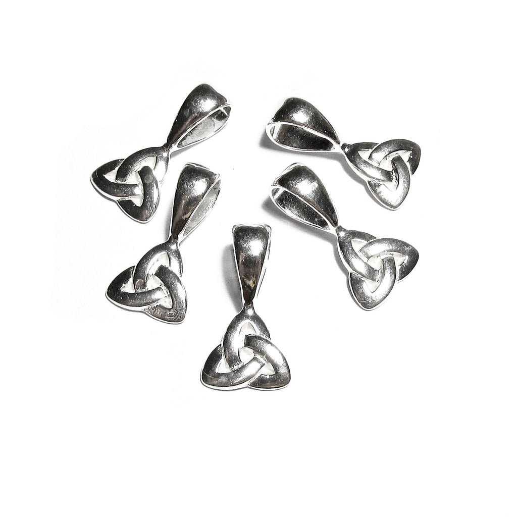 925 Sterling Silver Celtic Triad Glue-On Large Pendant Bail, Silver Bail, Bail finding, Celtic Triad, Glue-On Bail, Jewelry making - 1 piece