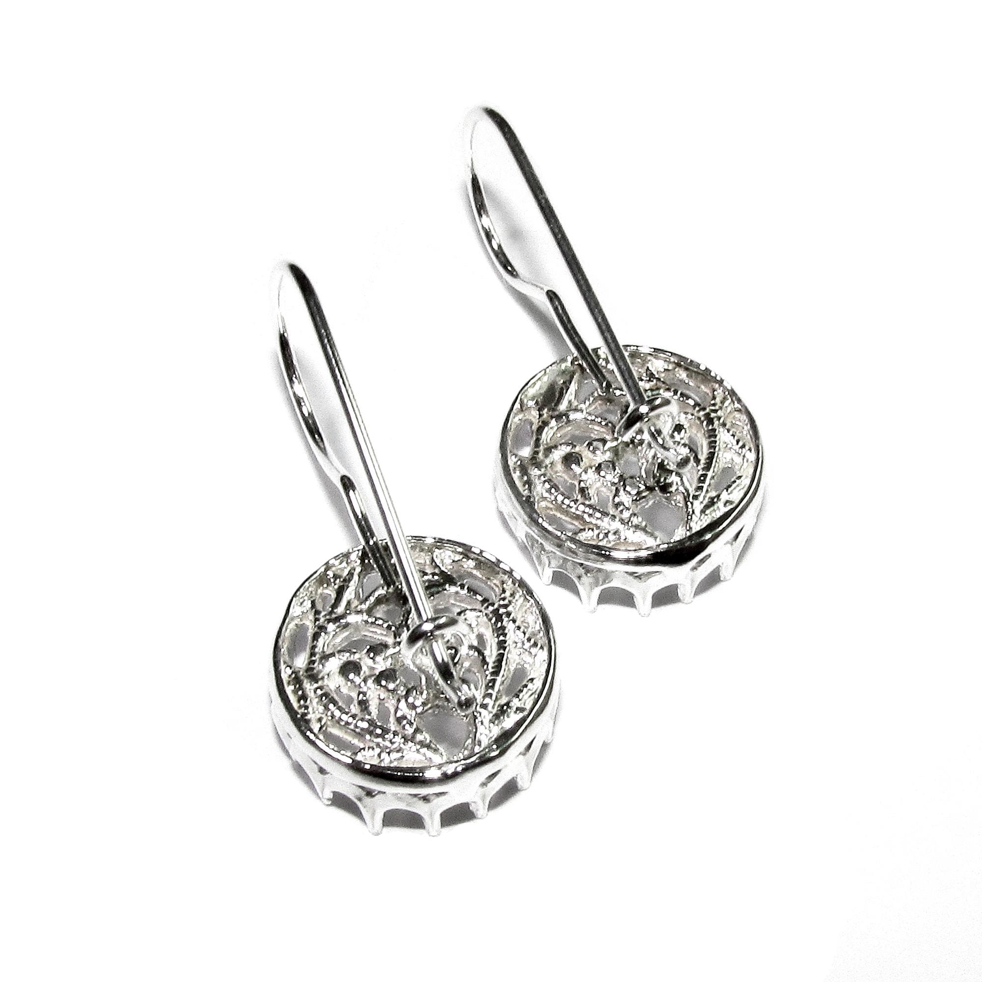925 sterling silver blank earrings with bezel cup size 10 - 18mm, model 2277, Jewelry making, Setting, base earrings - 1 pair (2 pieсes)