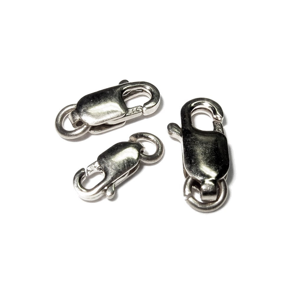 14K White solid Gold Oval Lobster Clasp size 8, 10 mm, Lobster clasp, 14K White Solid gold, Jewelry making, 14K Gold findings - 1 piece