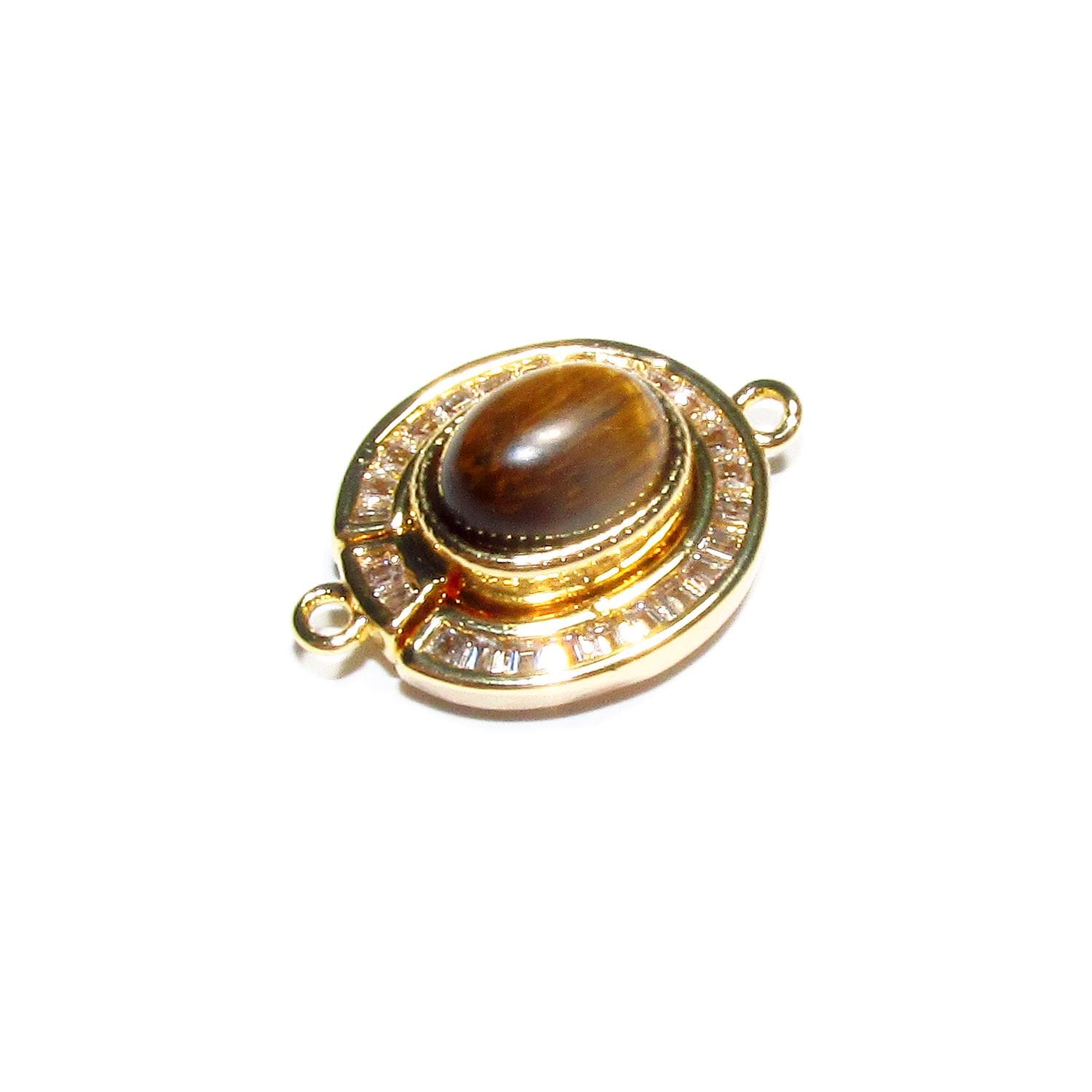 14K Yellow gold filled Magnetic Clasps with tiger's eye size 18.5x13.0mm, Magnetic clasps, Jewelry making, Gold filled clasp - 1 piece