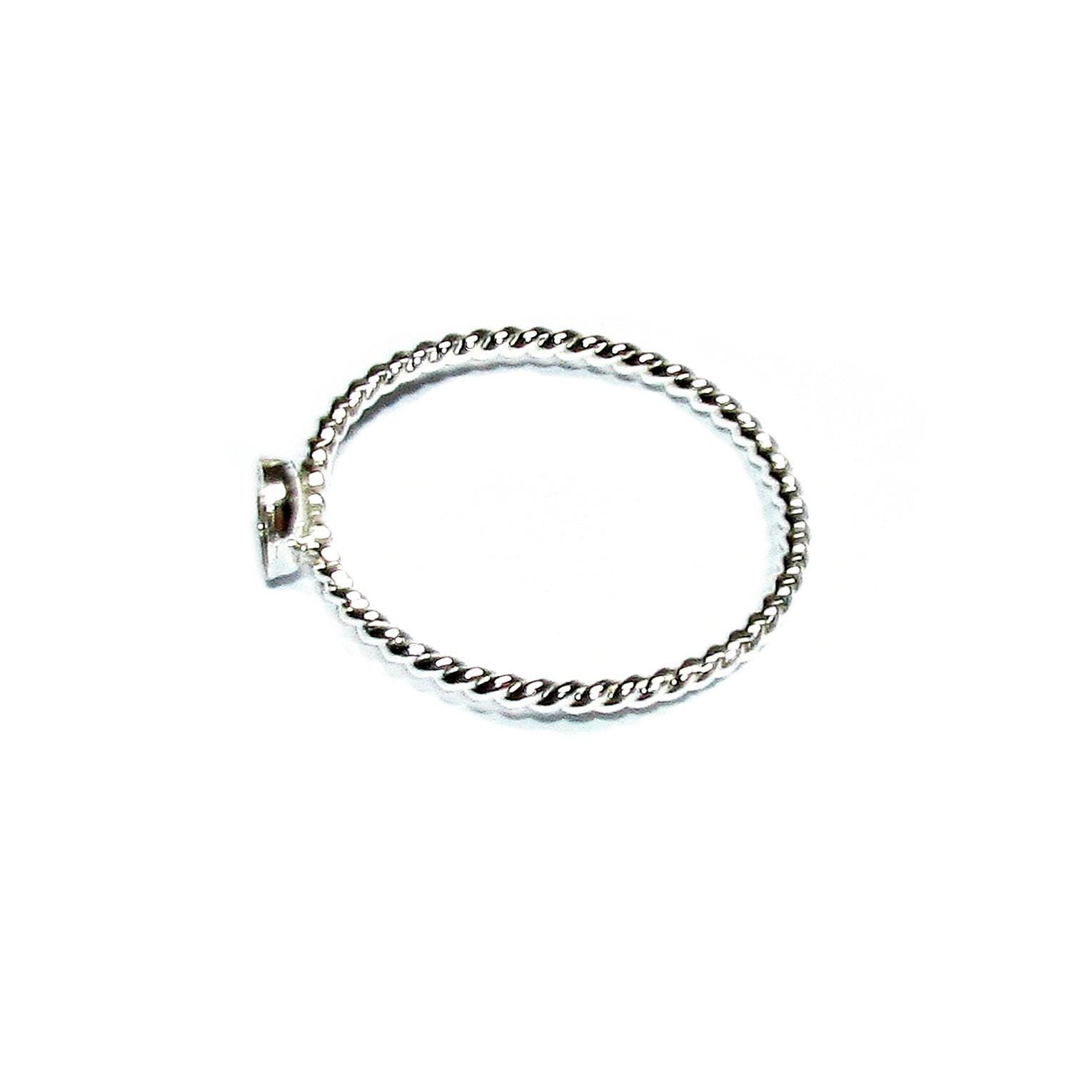 925 sterling silver twisted blank ring with bezel cup 5 mm size 4, 5, 6, 7, 8, 9, 10, 11, bezel cup, base ring, Jewelry making - 1 piece