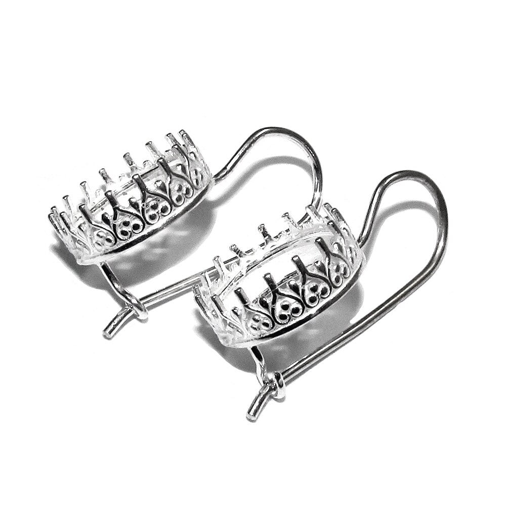 12 mm 925 sterling silver blank earrings with bezel cup, Jewelry making, Setting, bezel cup, base earrings, 925 silver - 1 pair (2 pieces)