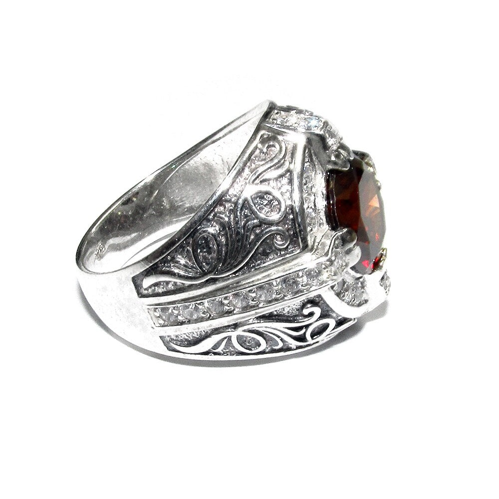 Statement Garnet ring 925 sterling silver size 9, Handmade ring, single copy, sterling silver, Garnet ring,  silver ring, red gemstone