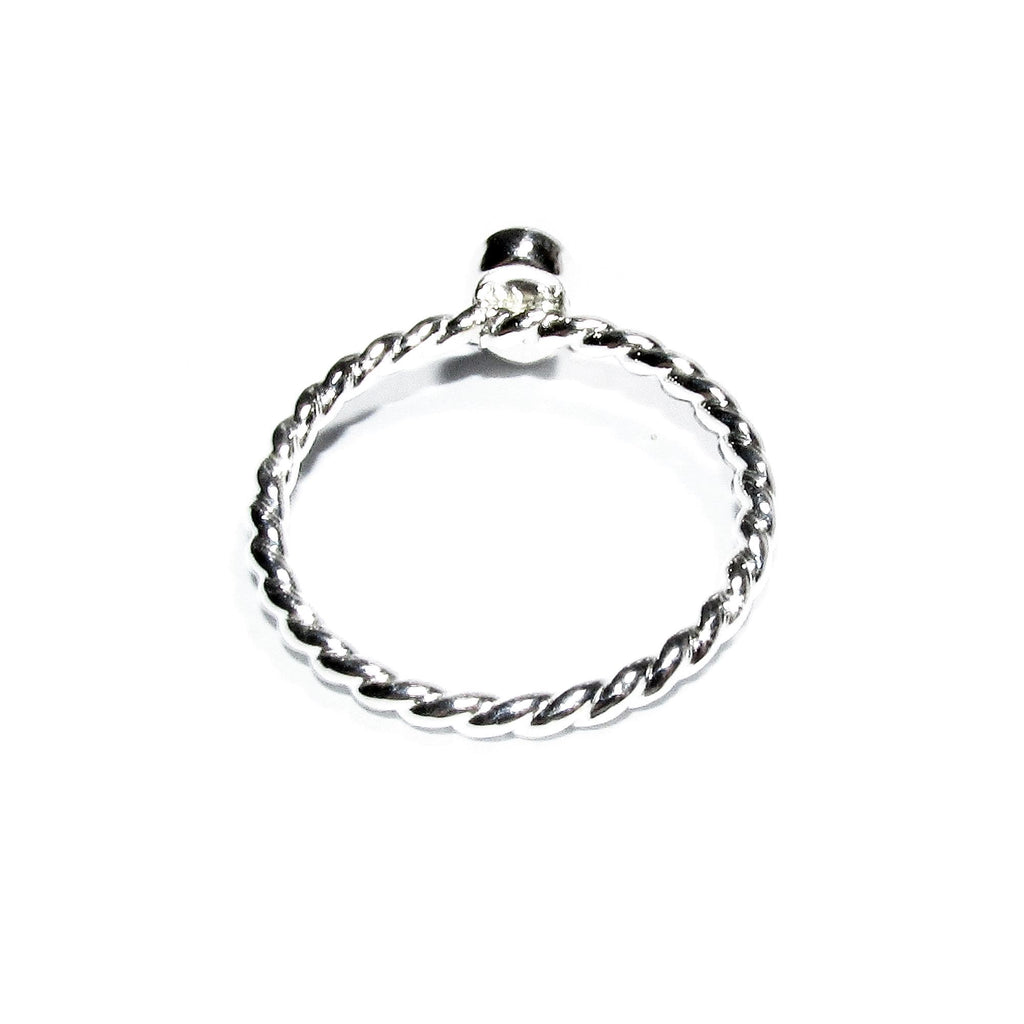 925 sterling silver twisted blank ring with bezel cup 4x6 mm size 4, 5, 6, 7, 8, 9, 10, 11, bezel cup, base ring, Jewelry making - 1 piece