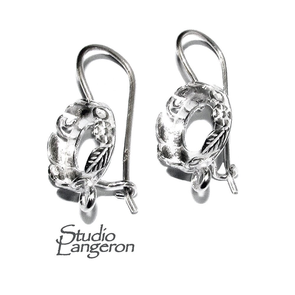 10 mm 925 sterling silver blank earrings with bezel cup and closed ring, Jewelry making, Setting, bezel cup,base earrings - 1 pair (2 piece)