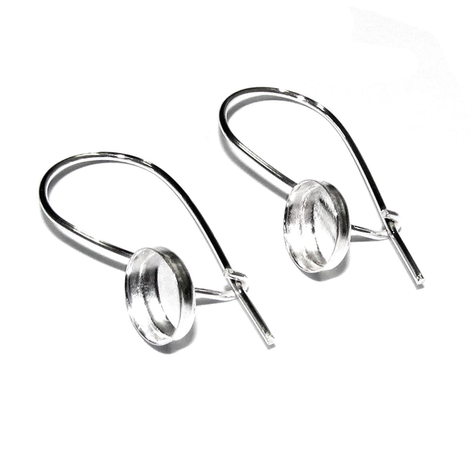 7 mm bezel cup 925 sterling silver blank earrings, earring components, bezel cup, silver earrings, Jewelry making - 1 pair (2 piece)