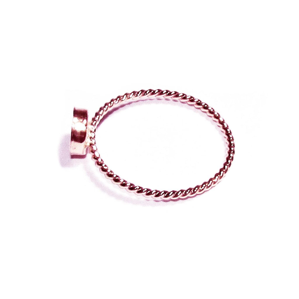 14K Rose gold filled twisted blank ring with bezel cup 5mm size 4, 5, 6, 7, 8, 9, 10, 11, Jewelry making, Mounting ring, bezel cup - 1 piece